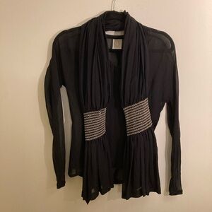 Gianfranco Ferre Black Sheer Blouse withSilver Details